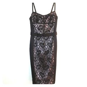 Lace & satin black cocktail dress